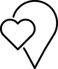 Flat style Heart map pin icon in line art.