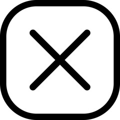 Black line art Cross mark icon on Square background.