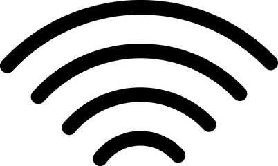 Black line art illustration of Wifi icon.