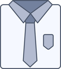 Shirt And Tie Icon Or Symbol In Blue And Gray Color.