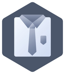 Shirt And Tie Icon Or Symbol On Blue Background.