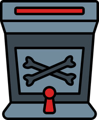 Arcade Game Machine Icon In Gray And Red Color.