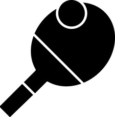 Table Tennis Icon In B&W Color.