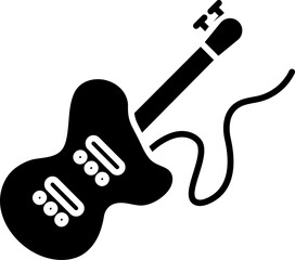 Guitar Icon In B&W Color.