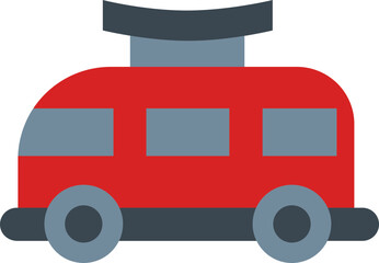 Camper Van Icon In Gray And Red Color.
