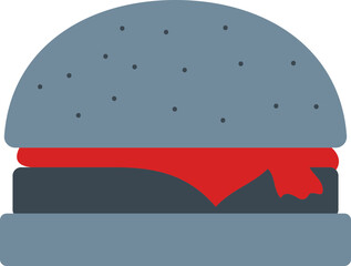 Burger Icon In Gray And Red Color.