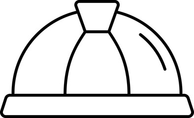 Construction helmet icon in black outline.