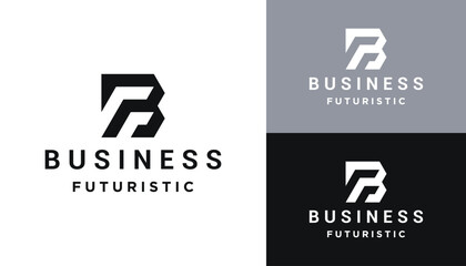 Initial Letter BF F B FB with Simple Monogram Line Art Logo Design