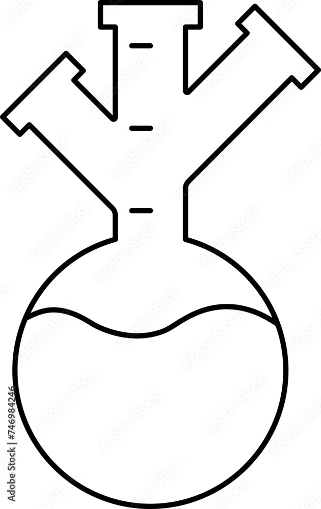Poster round bottom flask with three openings icon.