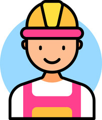 Construction man icon in flat style.