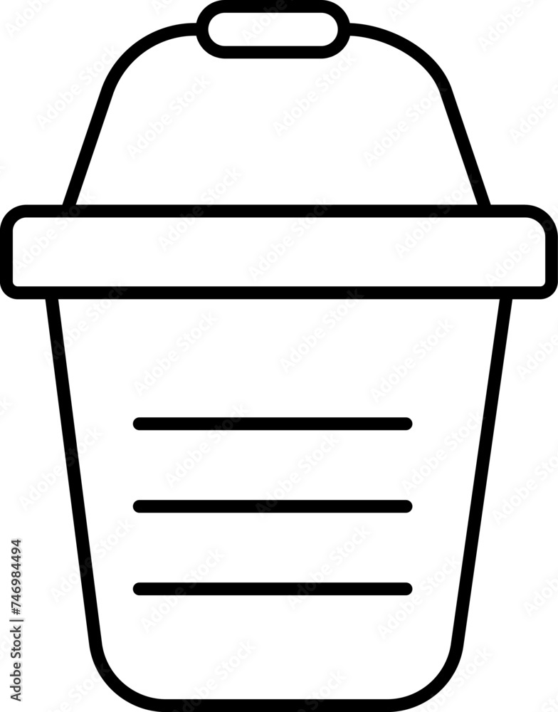 Wall mural flat style bucket icon in line art.