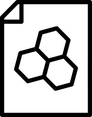 Molecule note sheet icon in line art.