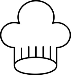 Black line art illustration of Chef hat icon.