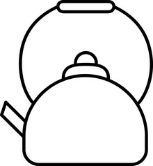 Line art Teapot icon in flat style.