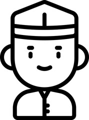 Soldier Or Man Character Icon In Black Line Art.