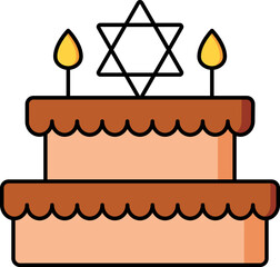Star of David Symbol on Cake with Illuminated Candles icon.