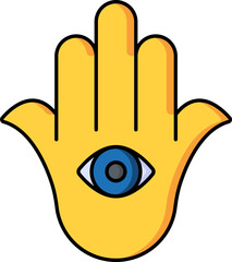 Hamsa icon in yellow and blue color.