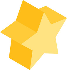 Yellow Star Icon in 3D Style.
