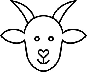 Cartoon goat face icon in black line art.