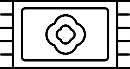 Line art floral mat icon in flat style.