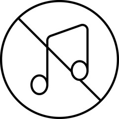 Flat style No music icon in line art.