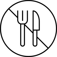 Line art illustration of No food icon.