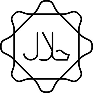 Halala muslim language badge or label icon in line art.