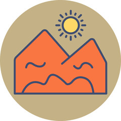 Mountain with Sun icon in flat style.