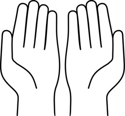 Line art illustration of Open or Praying Hand icon.