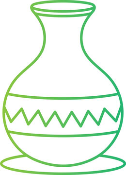 recommend clip art: Green line art mud pot icon in flat style.