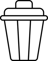 Flat style dustbin icon in thin line art.