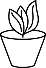 Leaf plant icon in thin line art.