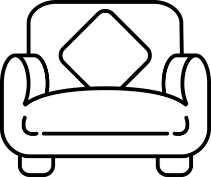 recommend clip art: Black line art illustration of sofa icon.