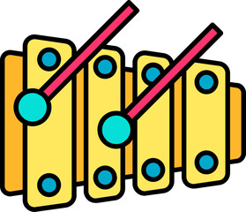 Xylophone icon or symbol in yellow and pink color.
