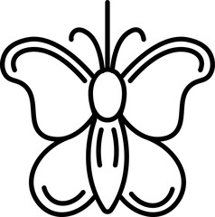 Black Line Art Butterfly icon in flat style.