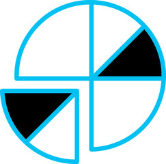 Illustration of Pie Chart Icon In Black And White Color.