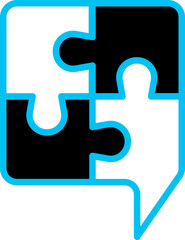 Jigsaw Puzzle Icon In Black And White Color.