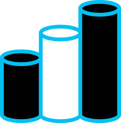 Black And White Bar Chart Icon In Flat Style.