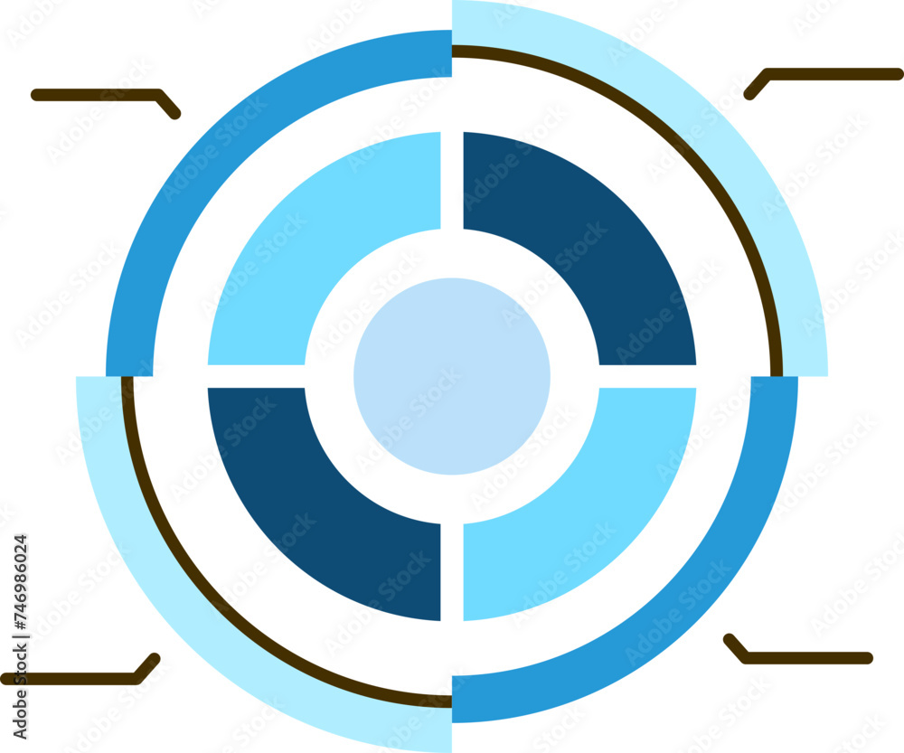 Poster workflow level pie chart icon in blue color.