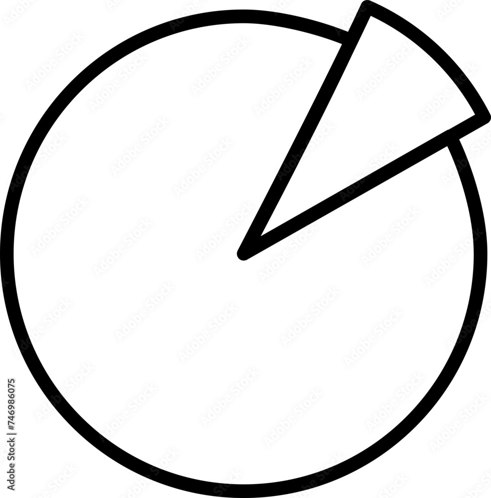 Poster pie chart two part icon in thin line art.