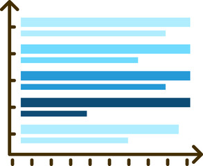 Illustration of Bar Graph icon in blue and black color.