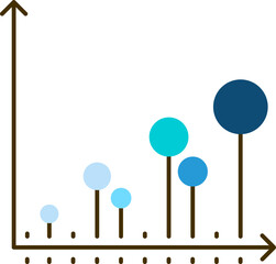 Blue and Black Five Option Graph Chart icon on white background.
