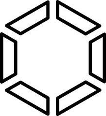 Black line art illustration of Hexagon icon.