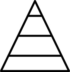 Four layer pyramid icon in line art.