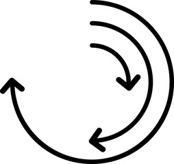 Three round layer arrow chart icon in line art