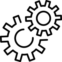 Line art Cogwheels or Setting icon in flat style.