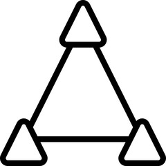 Three triangle cone graph icon in thin line art.