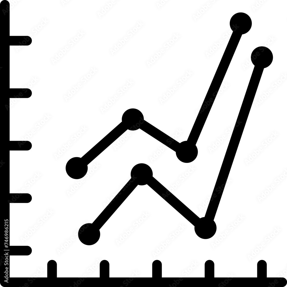 Poster strategy waves graph chart icon in thin line art.
