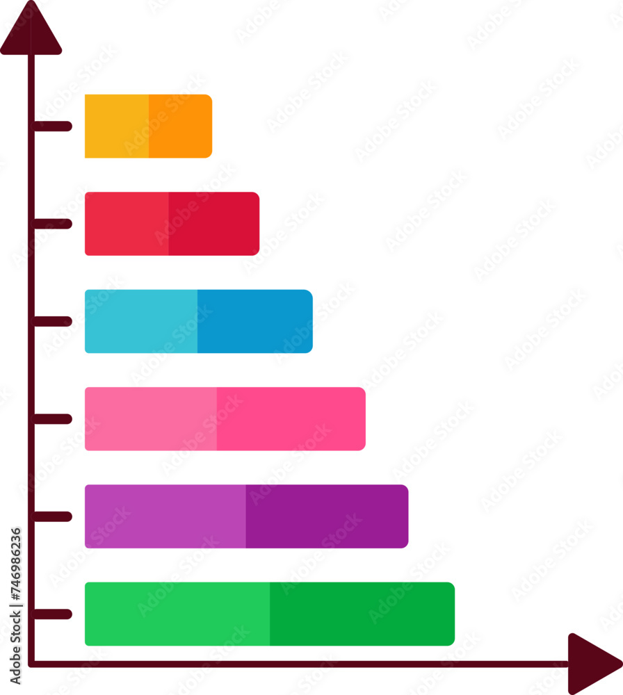 Canvas Prints six process bar graph horizontal chart colorful icon.