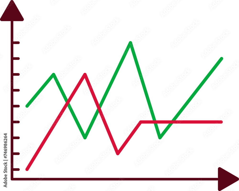 Poster colorful wave line graph chart icon in flat style.